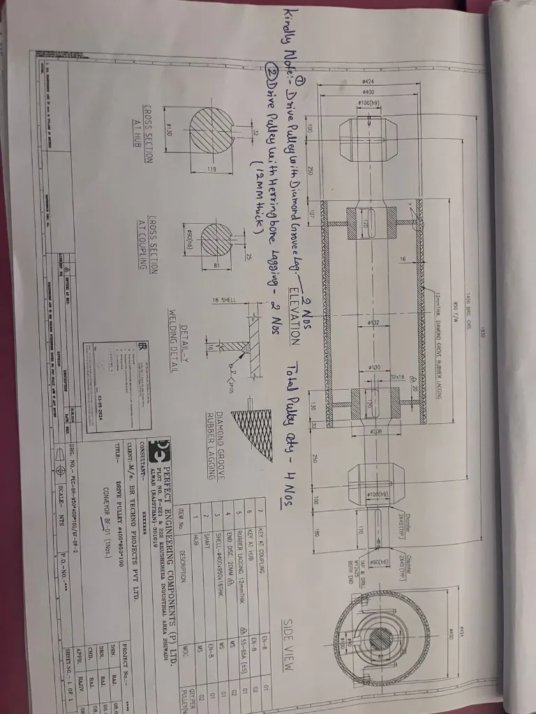 [PEC-BR-950*400*100/BF-DP-2] DRIVE PULLEY 400X950X100X90